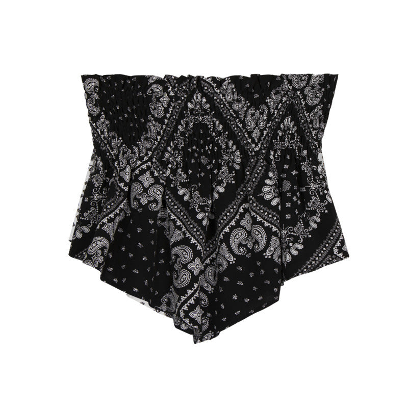 Stacked Strapless Cashew Flower Tube Top Women