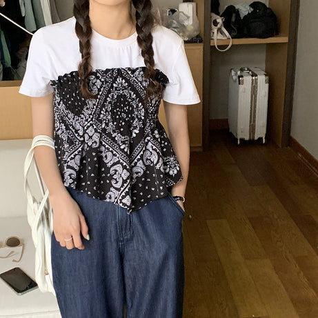 Stacked Strapless Cashew Flower Tube Top Women