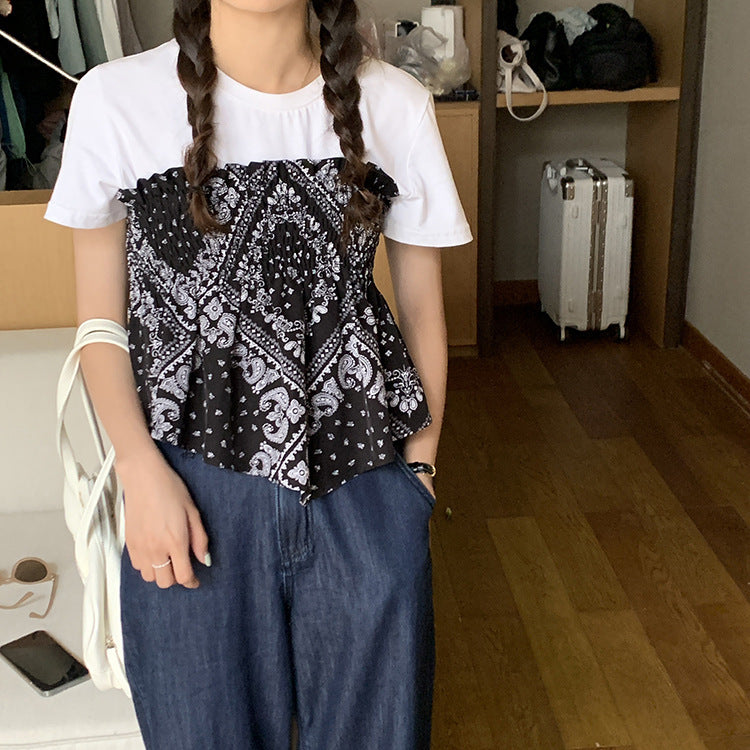 Stacked Strapless Cashew Flower Tube Top Women