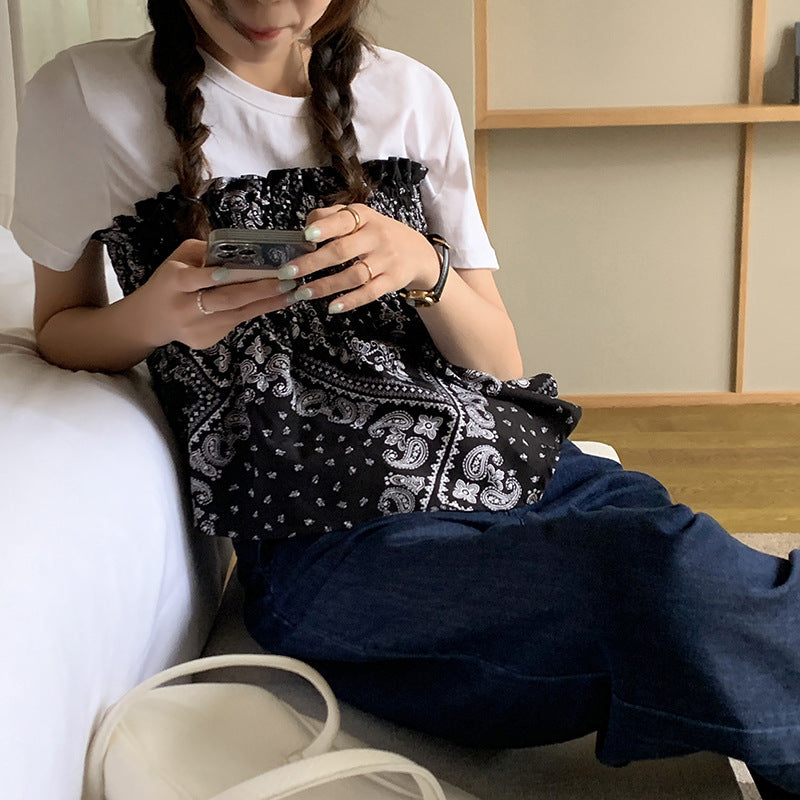 Stacked Strapless Cashew Flower Tube Top Women