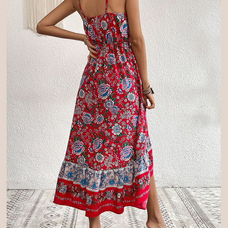 Printed Sling Dress Women