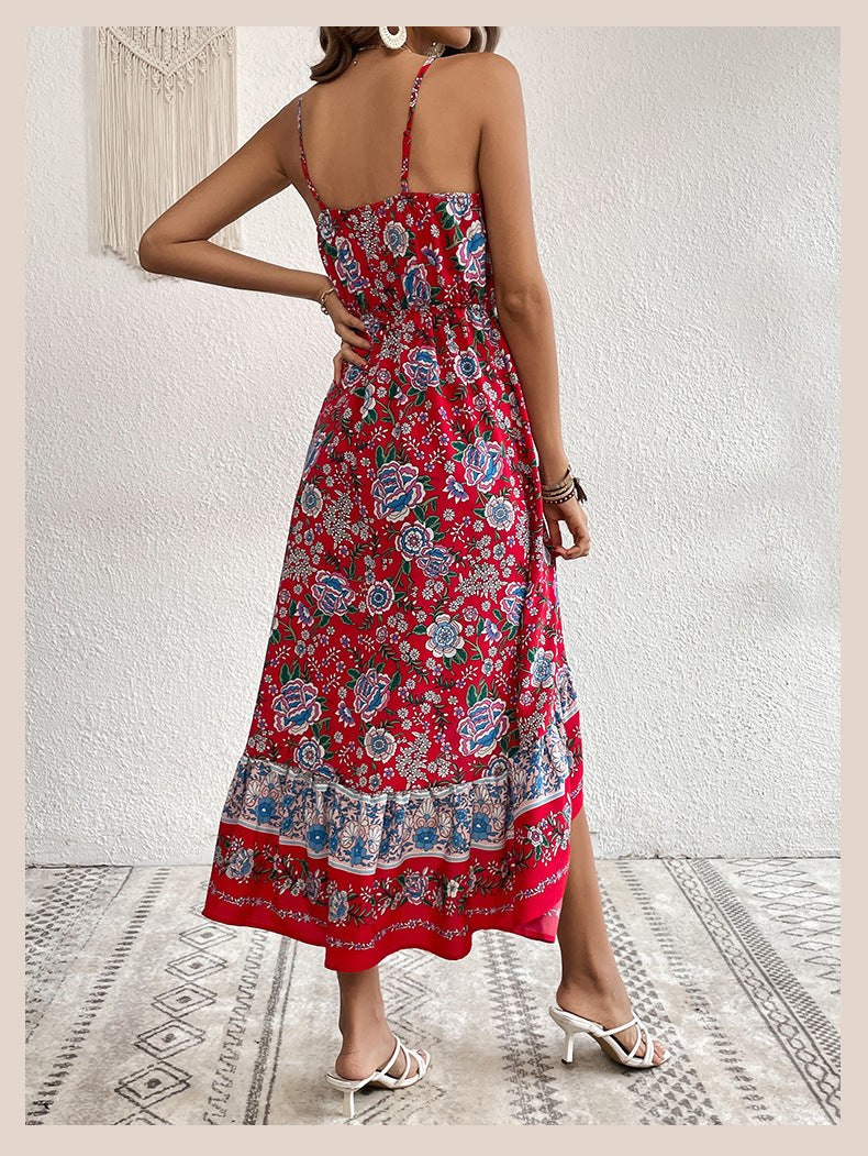 Printed Sling Dress Women